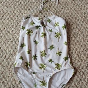 Palm tree halter swimsuit